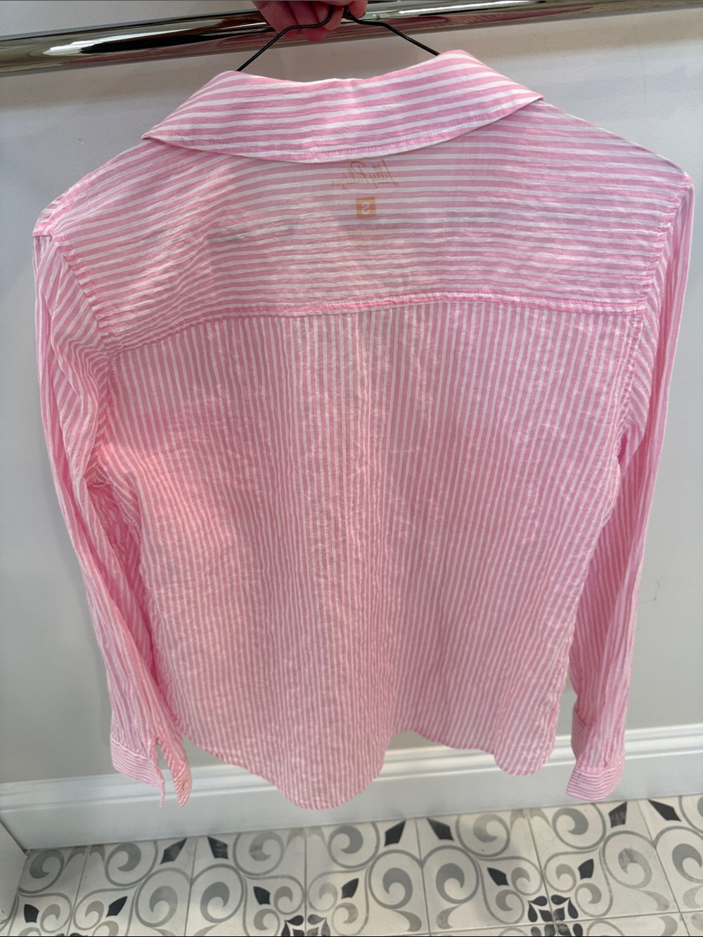 Lilly Pulitzer sea viewPink Striped Button-Down Shirt with Patch Pockets - Women - Picture 2 of 5
